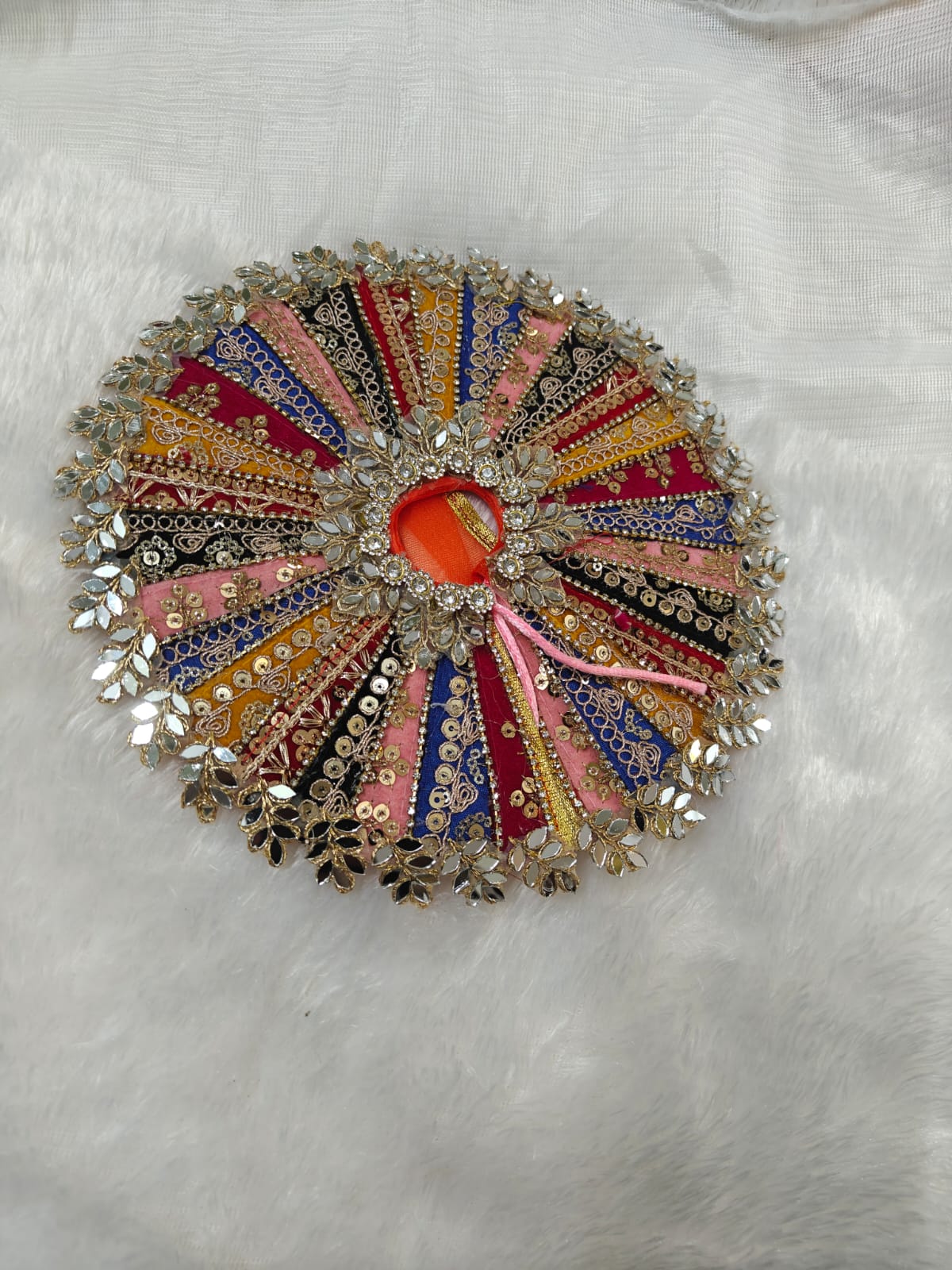 1. Designer Rainbow Color Laddu Gopal Poshak with Heavy Mirror Lace Work